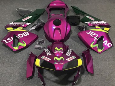 Billige Honda CBR600RR Motorrad Verkleidung 2003-2004 - Rosa Gelb Grun MoviStar