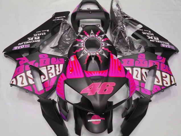 Billige Honda CBR600RR Motorrad Verkleidung 2003-2004 - Rosa Glanzendes Schwarz Rossi Repsol