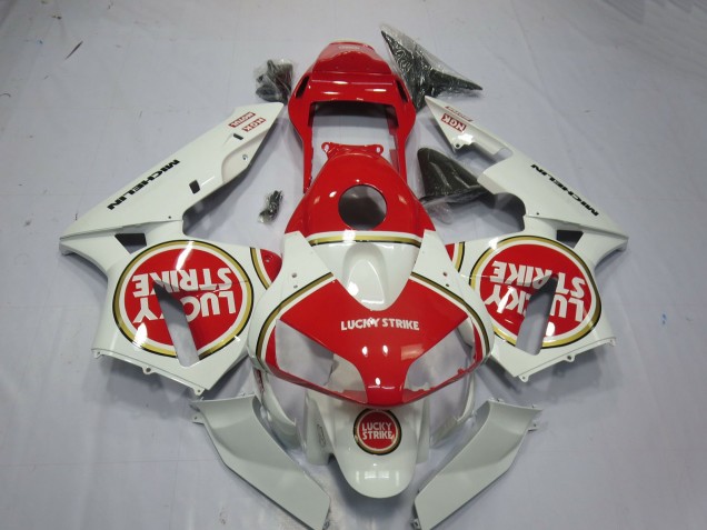 Billige Honda CBR600RR Motorrad Verkleidung 2003-2004 - Weiss Rot Lucky Strike