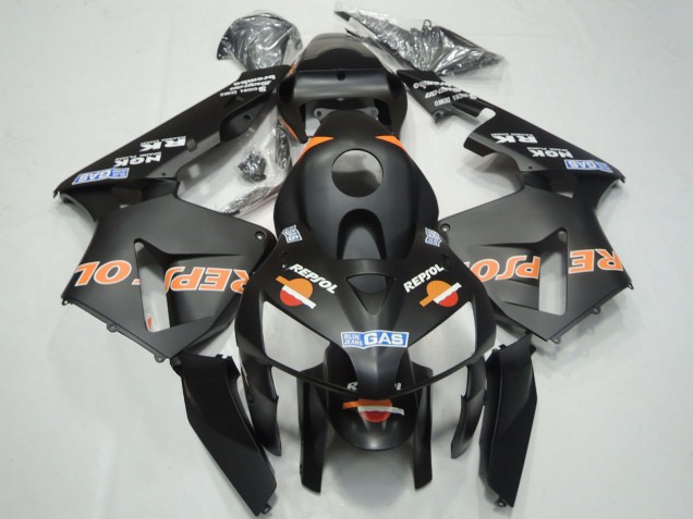 Billige Honda CBR600RR Motorrad Verkleidung 2003-2004 - Matt Schwarz Orange Repsol