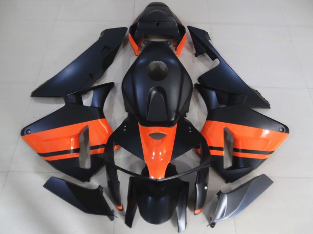 Billige Honda CBR600RR Motorrad Verkleidung 2005-2006 - Matt Schwarz Glanzendes Orange