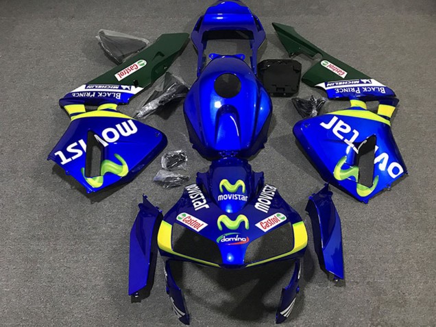 Billige Honda CBR600RR Motorrad Verkleidung 2003-2004 - Blau Gelb Grun MoviStar