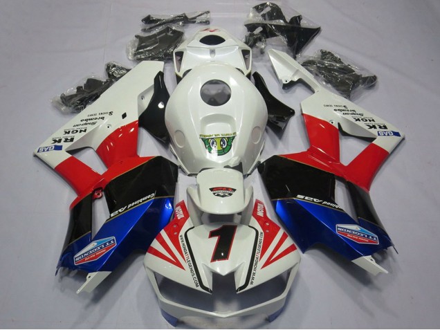 Billige Honda CBR600RR Motorrad Verkleidung 2013-2023 - Weiss Rot Blau Schwarz Number 1