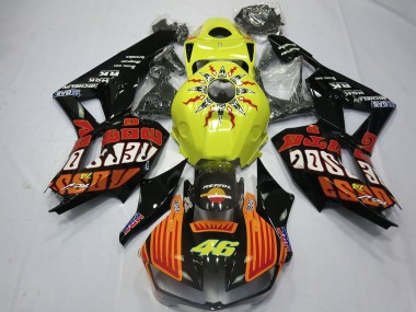 Billige Honda CBR600RR Motorrad Verkleidung 2013-2023 - Gelb Orange Glanzendes Schwarz Rossi 46