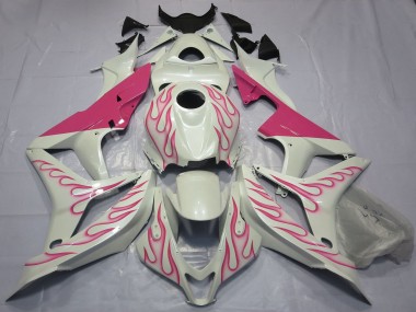 Billige Honda CBR600RR Motorrad Verkleidung 2007-2008 - Weiss Rosa Flamme