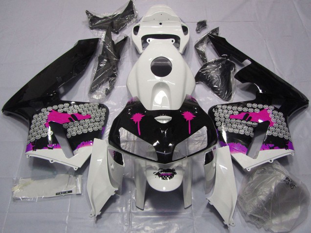 Billige Honda CBR600RR Motorrad Verkleidung 2005-2006 - Rosa Spritzer on Glanzendes Schwarz