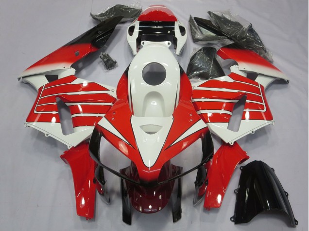Billige Honda CBR600RR Motorrad Verkleidung 2005-2006 - Weiss Rot Schwarz Large Streifen