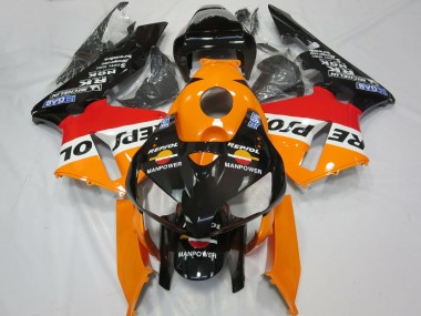 Billige Honda CBR600RR Motorrad Verkleidung 2005-2006 - Orange Weiss Rot Glanzendes Schwarz Repsol Man Power