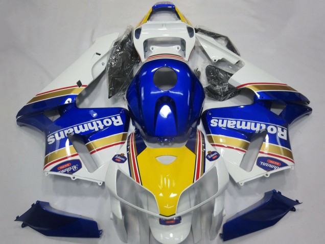 Billige Honda CBR600RR Motorrad Verkleidung 2005-2006 - Weiss Blau Gelb Rothmans