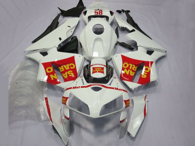 Billige Honda CBR600RR Motorrad Verkleidung 2005-2006 - Weiss Rot Gelb San Carlo 58