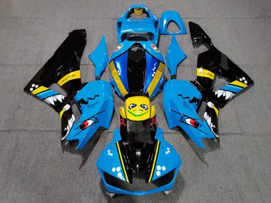 Billige Honda CBR600RR Motorrad Verkleidung 2013-2023 - Blau Gelb Glanzendes Schwarz Hai