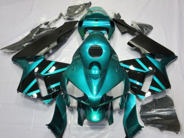 Billige Honda CBR600RR Motorrad Verkleidung 2005-2006 - Blau Grun Glanzendes Schwarz Design