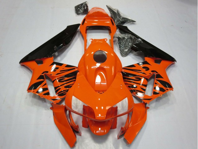 Billige Honda CBR600RR Motorrad Verkleidung 2003-2004 - Orange Glanzendes Schwarz Tribal