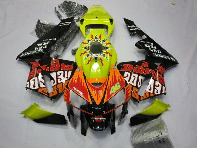 Billige Honda CBR600RR Motorrad Verkleidung 2005-2006 - Vibrant Gelb Schwarz Rossi