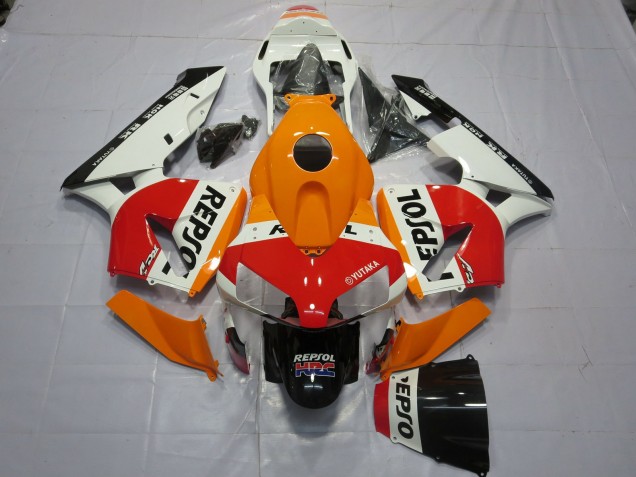 Billige Honda CBR600RR Motorrad Verkleidung 2003-2004 - Orange Weiss Rot Glanzendes Schwarz Repsol