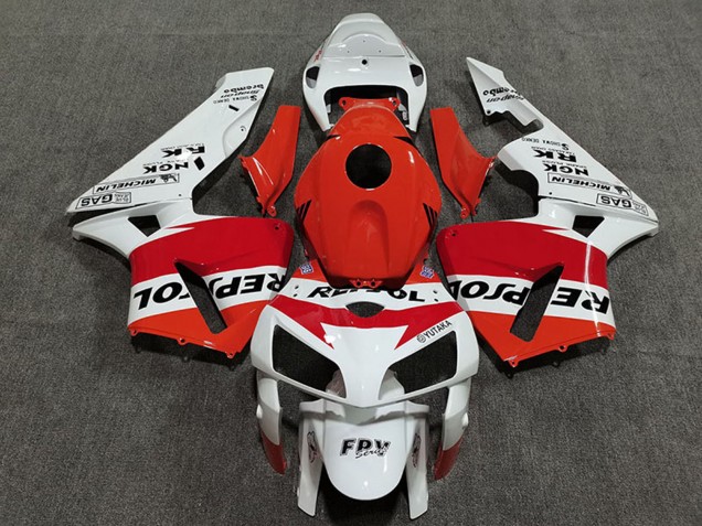 Billige Honda CBR600RR Motorrad Verkleidung 2005-2006 - Orange Weiss Rot Glanzendes Schwarz Repsol Stil
