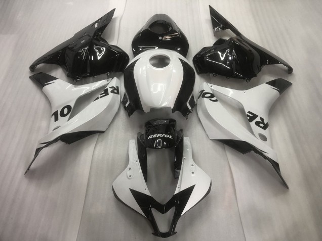 Billige Honda CBR600RR Motorrad Verkleidung 2009-2012 - Weiss Glanzendes Schwarz Repsol