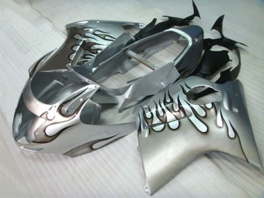 Billige Honda CBR1100XX Blackbird Motorrad Verkleidung 1996-2007 - Silber Schwarz Flamme