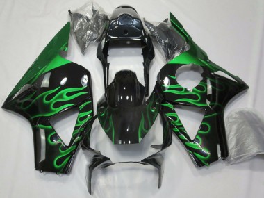 Billige Honda CBR954RR Motorrad Verkleidung 2002-2003 - Glanzendes Schwarz Grun Flamme