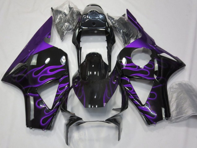 Billige Honda CBR954RR Motorrad Verkleidung 2002-2003 - Glanzendes Schwarz Lila Flamme