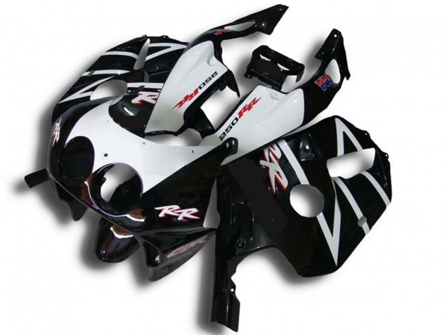Billige Honda CBR250RR Motorrad Verkleidung 1990-1998 - Glanzendes Schwarz Weiss RR