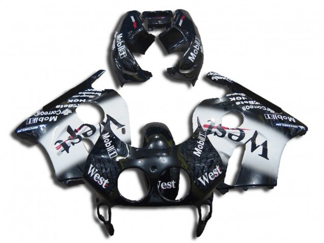 Billige Honda CBR250RR Motorrad Verkleidung 1990-1998 - Glanzendes Schwarz Weiss West