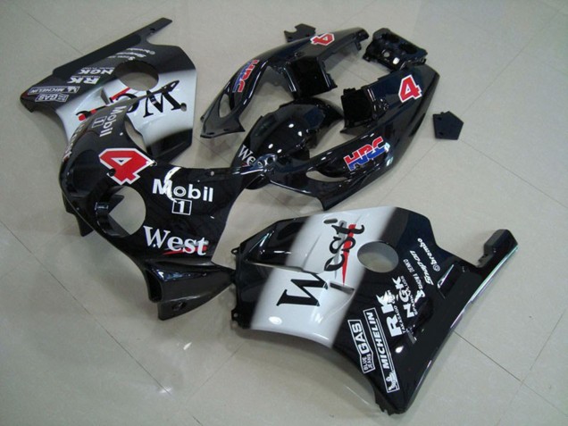 Billige Honda CBR250RR Motorrad Verkleidung 1990-1998 - Glanzendes Schwarz Weiss West Mobil