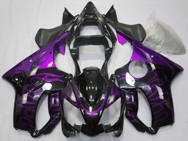 Billige Honda CBR600 F4i Motorrad Verkleidung 2001-2003 - Glanzendes Schwarz Lila Flamme