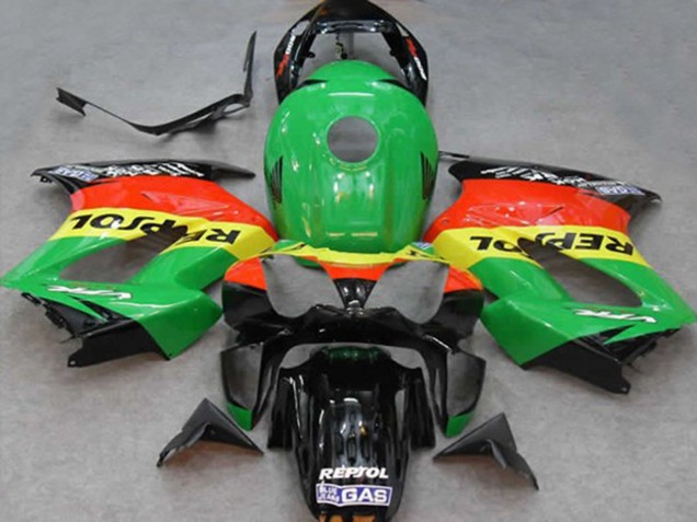 Billige Honda VFR 800 Motorrad Verkleidung 2002-2013 - Grun Gelb Rot Schwarz Repsol