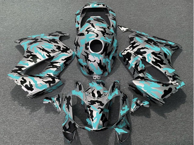 Billige Honda VFR 800 Motorrad Verkleidung 2002-2013 - Blau Grun Camouflage