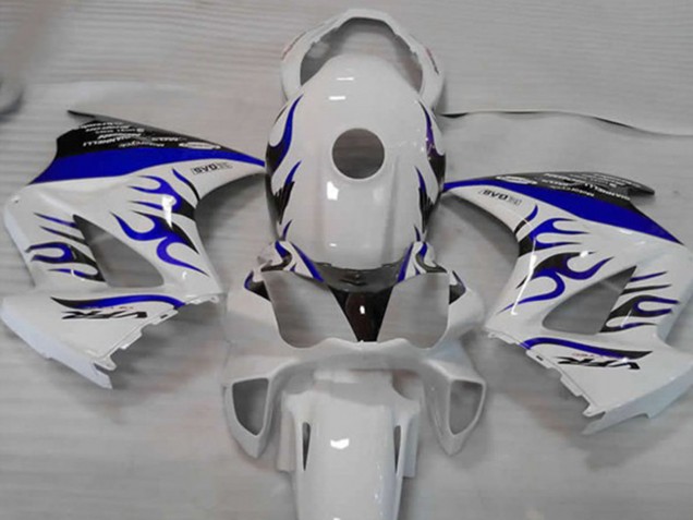 Billige Honda VFR 800 Motorrad Verkleidung 2002-2013 - Weiss Blau Flamme