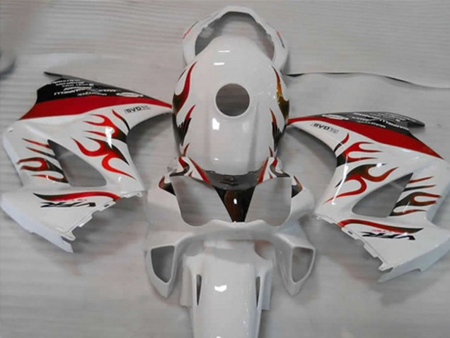 Billige Honda VFR 800 Motorrad Verkleidung 2002-2013 - Weiss Rot Flamme