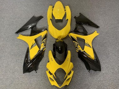 Billige Suzuki GSXR 1000 Motorrad Verkleidung 2007-2008 - Gelb Glanzendes Schwarz
