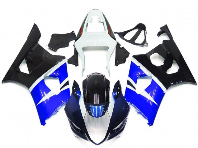 Billige Suzuki GSXR 1000 Motorrad Verkleidung 2003-2004 - Weiss Blau Glanzendes Schwarz