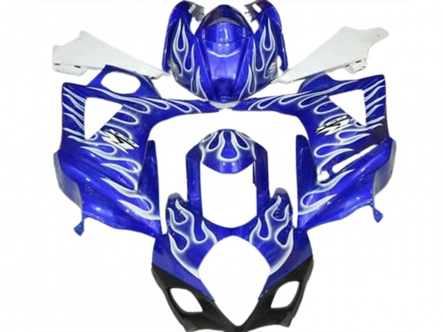 Billige Suzuki GSXR 1000 Motorrad Verkleidung 2007-2008 - Blau Weiss Flamme