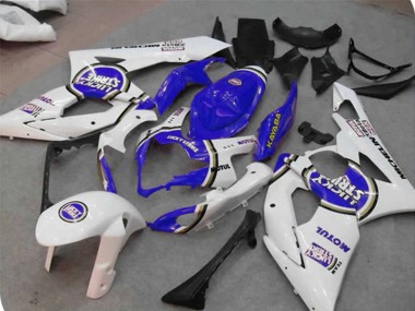 Billige Suzuki GSXR 1000 Motorrad Verkleidung 2005-2006 - Weiss Blau Lucky Strike