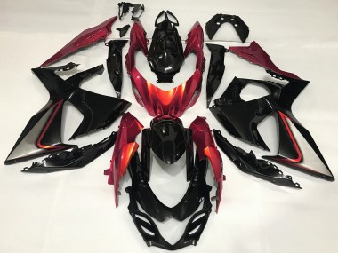 Billige Suzuki GSXR 1000 Motorrad Verkleidung 2009-2016 - Glanzendes Schwarz Rot