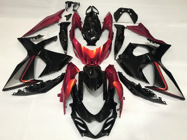 Billige Suzuki GSXR 1000 Motorrad Verkleidung 2009-2016 - Glanzendes Schwarz Rot