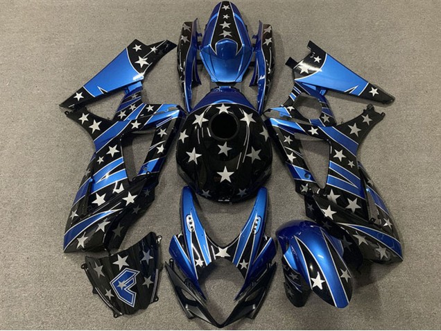 Billige Suzuki GSXR 1000 Motorrad Verkleidung 2007-2008 - Blau Glanzendes Schwarz Stern