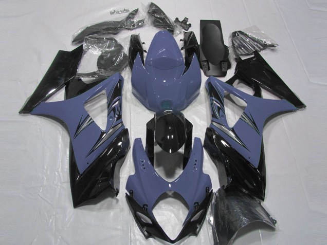 Billige Suzuki GSXR 1000 Motorrad Verkleidung 2007-2008 - Dunkel Blau Glanzendes Schwarz