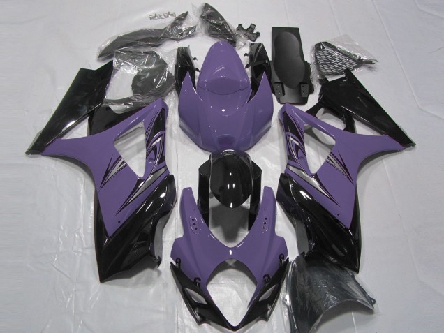 Billige Suzuki GSXR 1000 Motorrad Verkleidung 2007-2008 - Dunkel Lila Glanzendes Schwarz