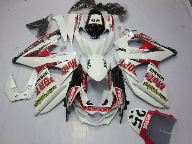 Billige Suzuki GSXR 1000 Motorrad Verkleidung 2009-2016 - Weiss Rot Dunlop 52