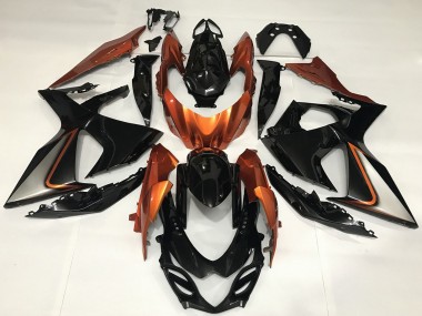 Billige Suzuki GSXR 1000 Motorrad Verkleidung 2009-2016 - Glanzendes Schwarz und Shiny Orange