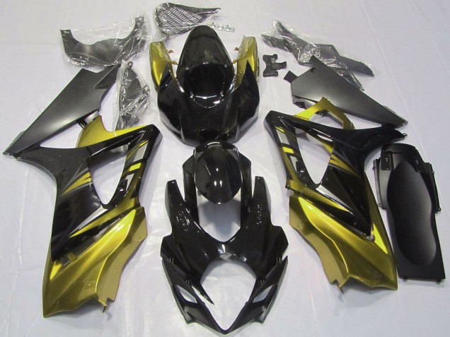 Billige Suzuki GSXR 1000 Motorrad Verkleidung 2007-2008 - Glanzendes Schwarz Gelb