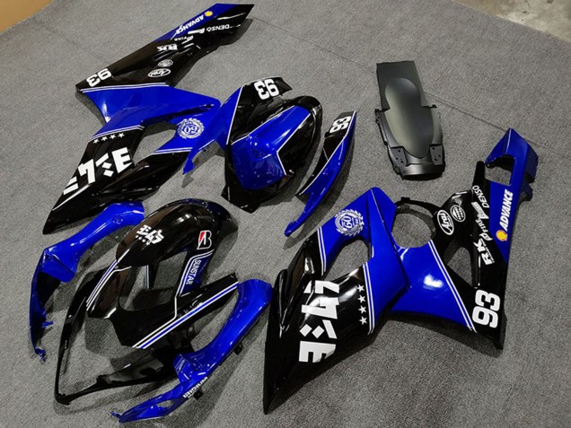 Billige Suzuki GSXR 1000 Motorrad Verkleidung 2005-2006 - Blau Glanzendes Schwarz Weiss