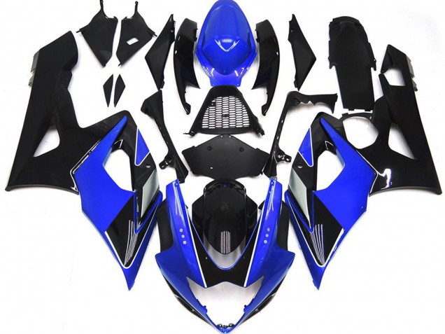 Billige Suzuki GSXR 1000 Motorrad Verkleidung 2005-2006 - Blau Glanzendes Schwarz