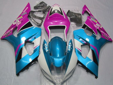 Billige Suzuki GSXR 1000 Motorrad Verkleidung 2003-2004 - Hellblau Weiss Rosa