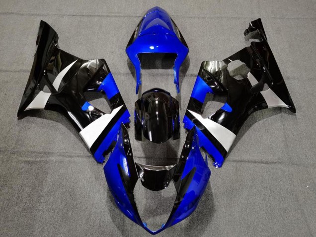 Billige Suzuki GSXR 1000 Motorrad Verkleidung 2003-2004 - Blau Weiss Glanzendes Schwarz