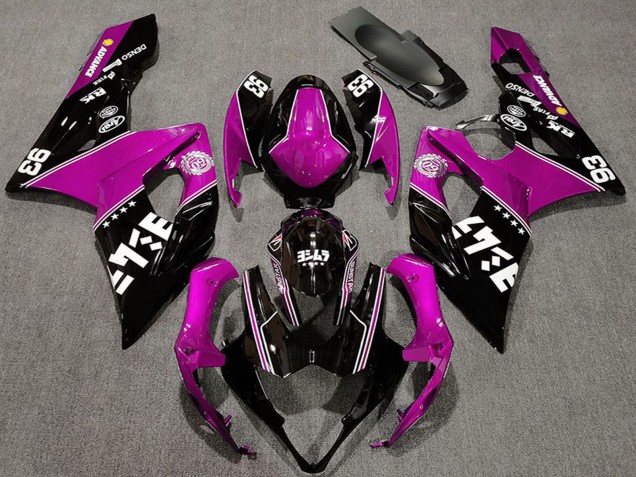 Billige Suzuki GSXR 1000 Motorrad Verkleidung 2005-2006 - Rosa Glanzendes Schwarz Weiss