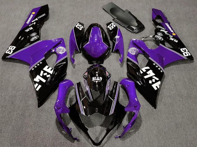 Billige Suzuki GSXR 1000 Motorrad Verkleidung 2005-2006 - Lila Glanzendes Schwarz Weiss